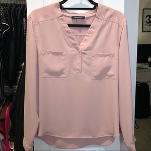 Nine West, light pink, long sleeve blouse.